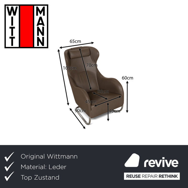Wittmann Jolly Leather Armchair Brown Cantilever