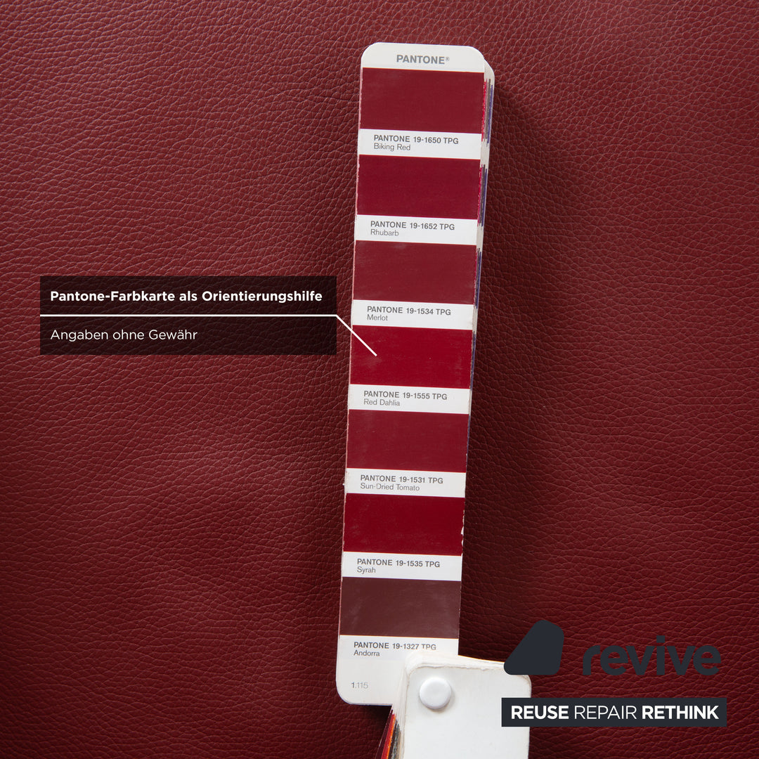 Wittmann Jolly Leder Sessel Rot Weinrot Chrom Burgunder inkl. Hocker