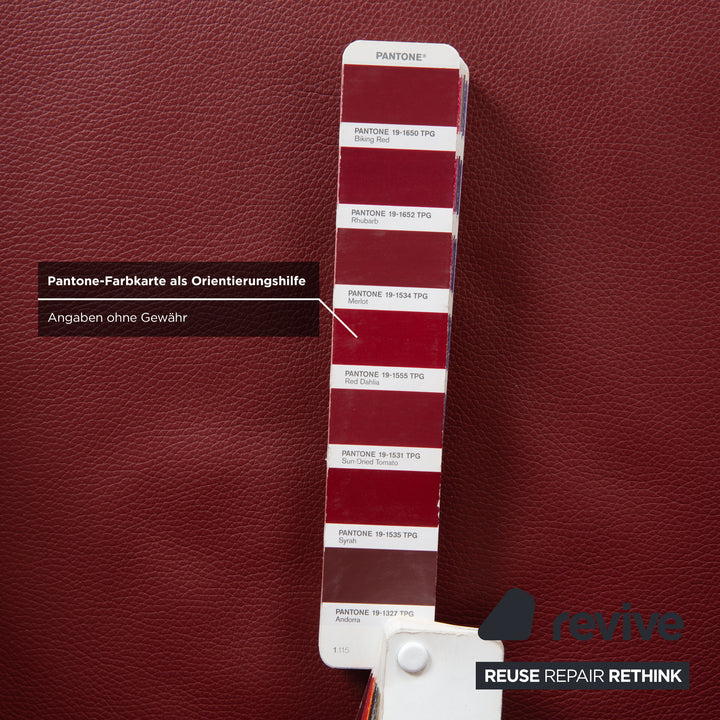 Wittmann Jolly Leder Sessel Rot Weinrot Chrom Burgunder inkl. Hocker