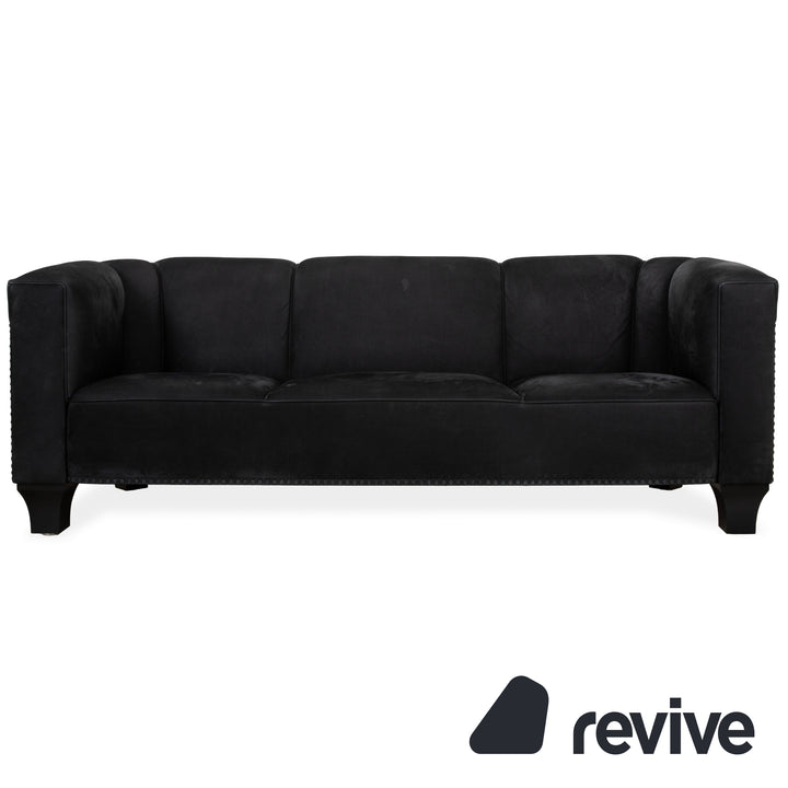 Wittmann Leder 2x Zweisitzer Schwarz Sofa Couch