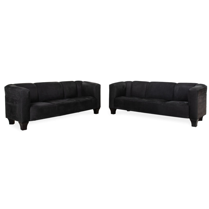 Wittmann Leder 2x Zweisitzer Schwarz Sofa Couch