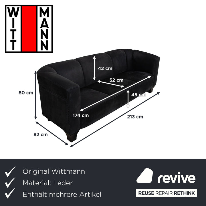 Wittmann Leder 2x Zweisitzer Schwarz Sofa Couch