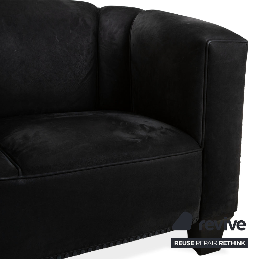 Wittmann Leder 2x Zweisitzer Schwarz Sofa Couch