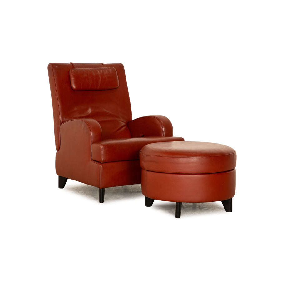 Wittmann leather armchair red manual function including stool
