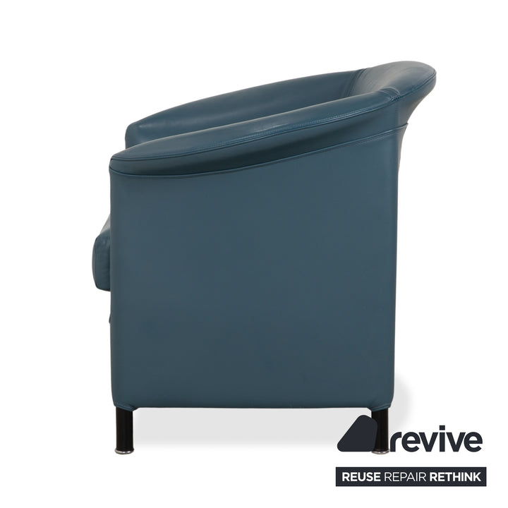 Wittmann Ledersessel Leder Blau Grau Petrol