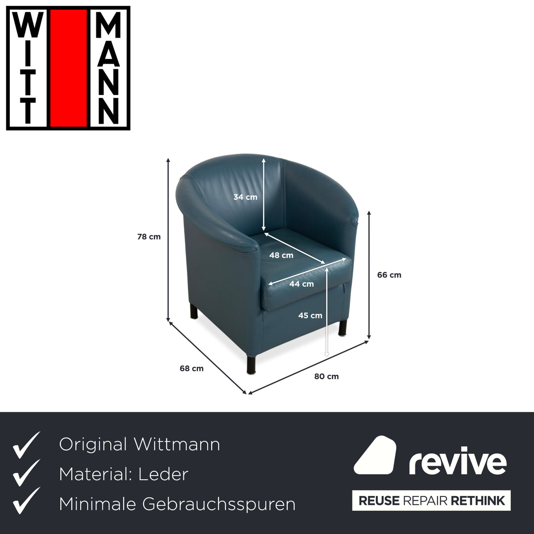 Wittmann Ledersessel Leder Blau Grau Petrol