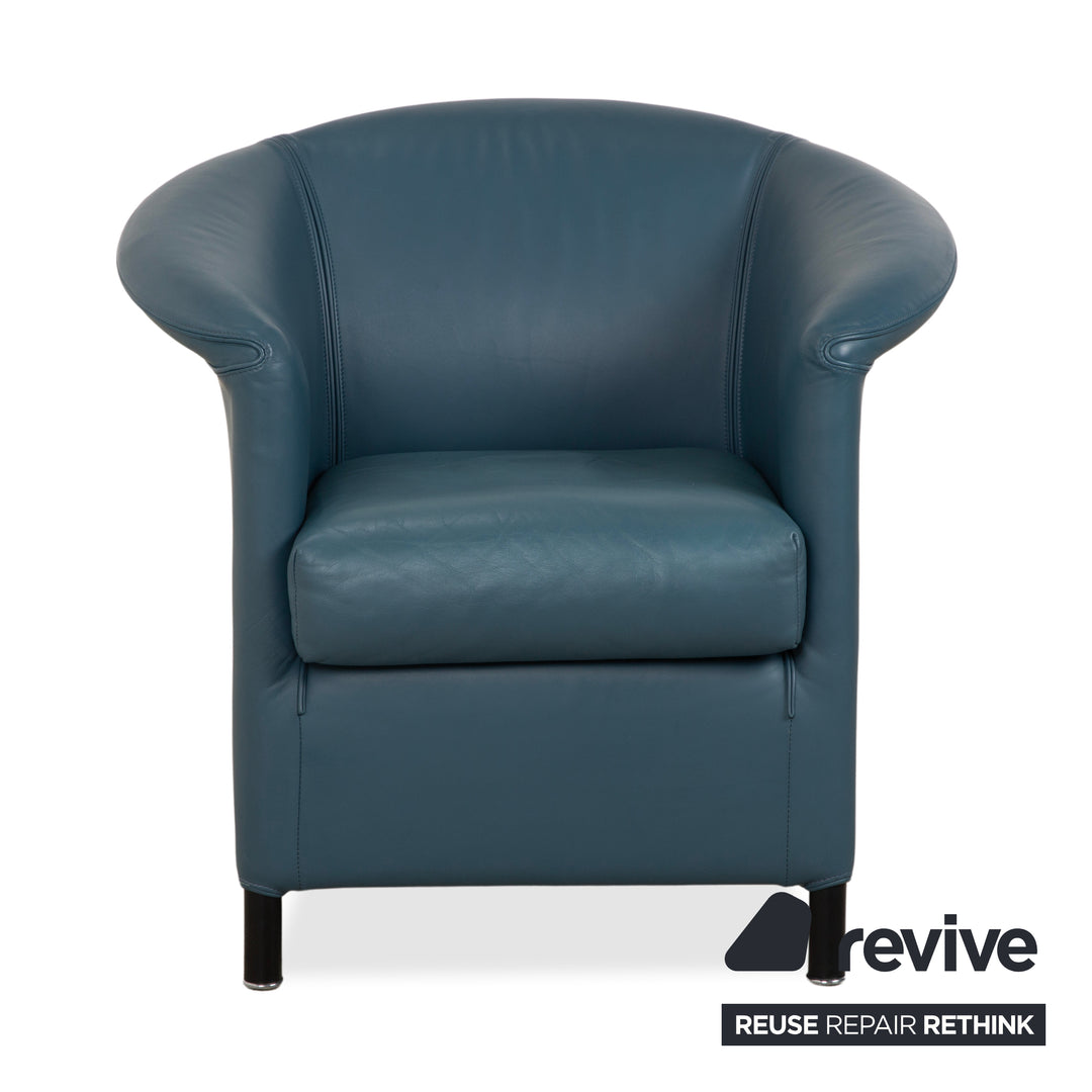 Wittmann Ledersessel Leder Blau Grau Petrol