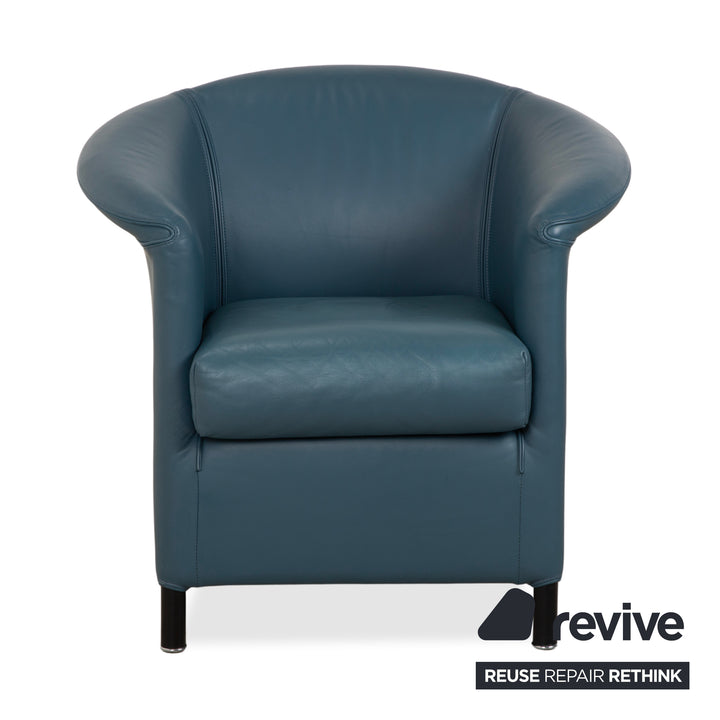 Wittmann Ledersessel Leder Blau Grau Petrol