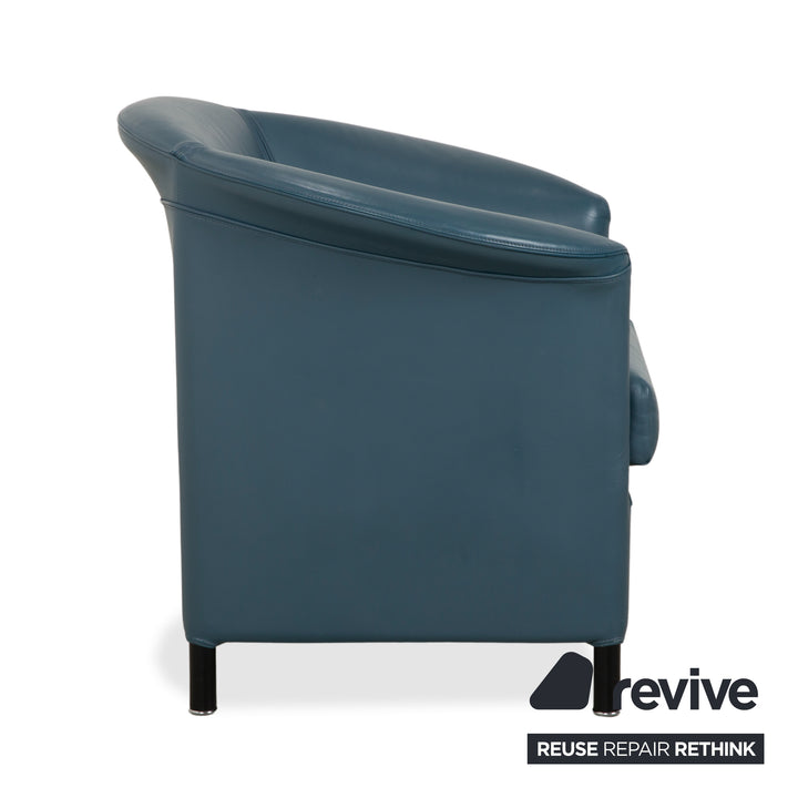 Wittmann Ledersessel Leder Blau Grau Petrol