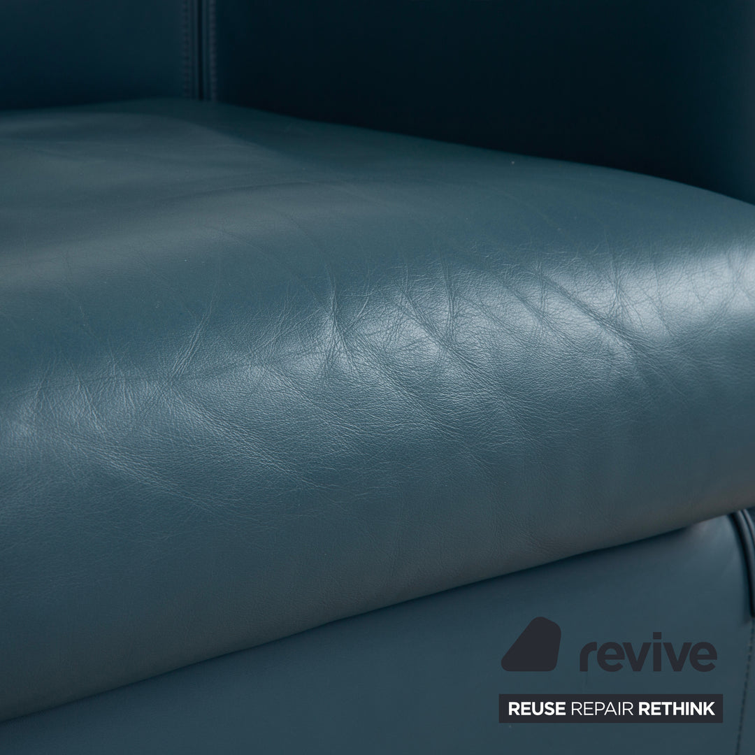 Wittmann Ledersessel Leder Blau Grau Petrol