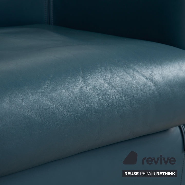 Wittmann Ledersessel Leder Blau Grau Petrol