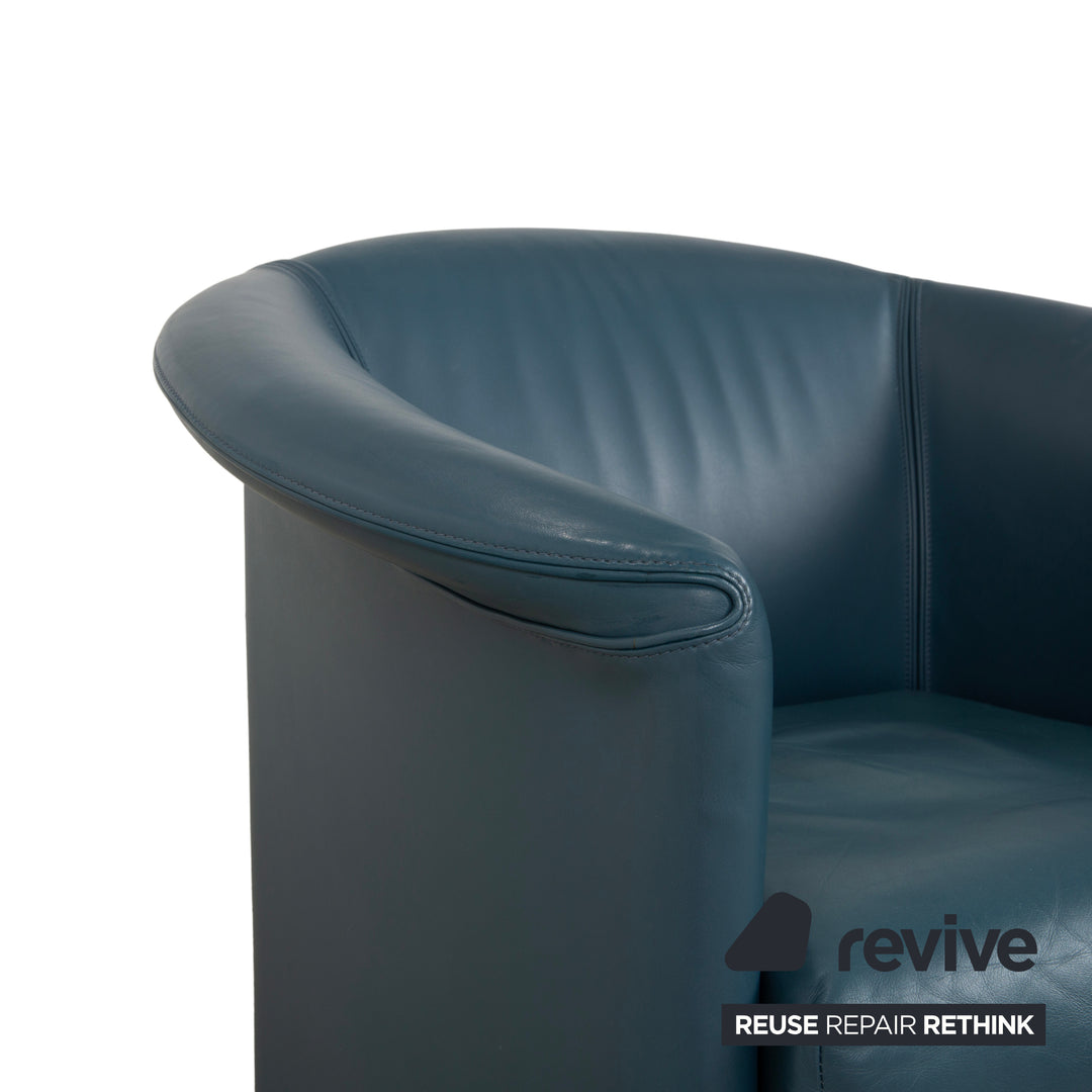 Wittmann Ledersessel Leder Blau Grau Petrol