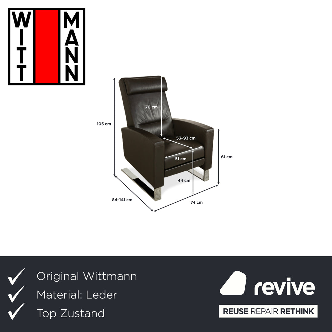 Wittmann Lindberg Ledersessel Relaxsessel Braun 15864 Toro Espresso manuelle Funktion