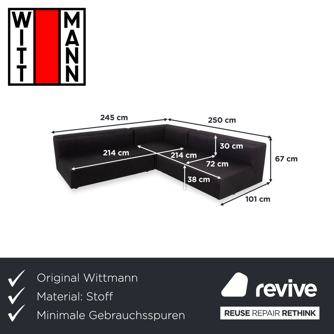 Wittmann Loft Stoff Ecksofa Schwarz Anthrazit Sofa Couch