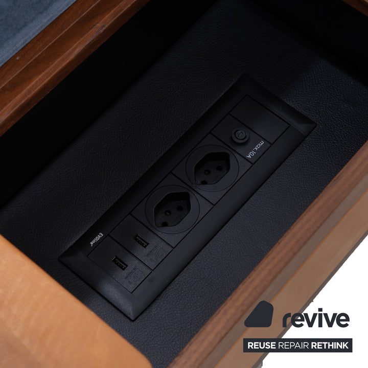 Wittmann Palais Stoff Holz Samt Zweisitzer Blau Dunkelblau Petrol Sofa Couch elektrische Funktion