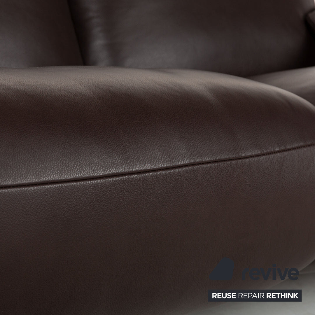 WK Wohnen 582 ELT divano a due posti in pelle marrone con funzione elettrica e manuale