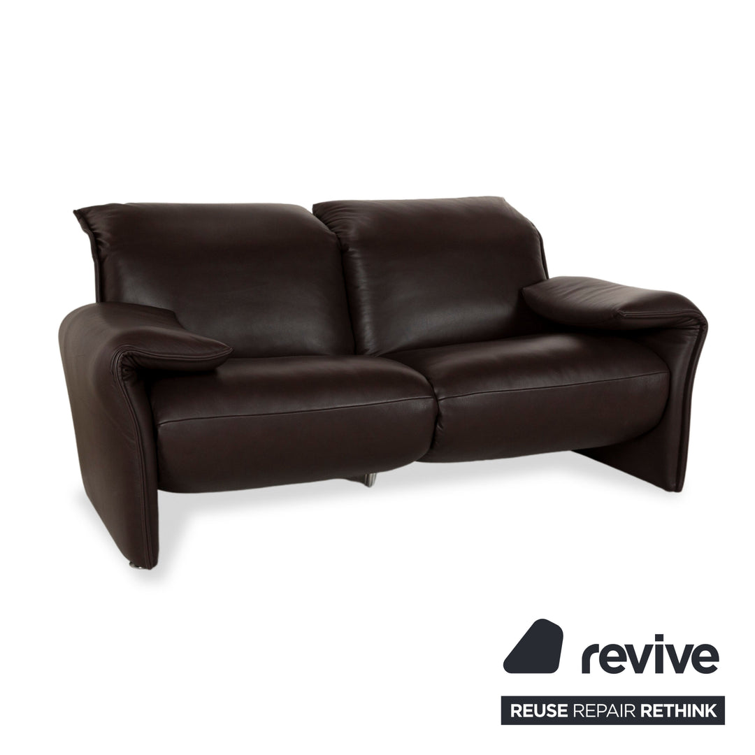 WK Wohnen 582 ELT Leather Two-Seater Brown Electric and Manual Function Sofa Couch