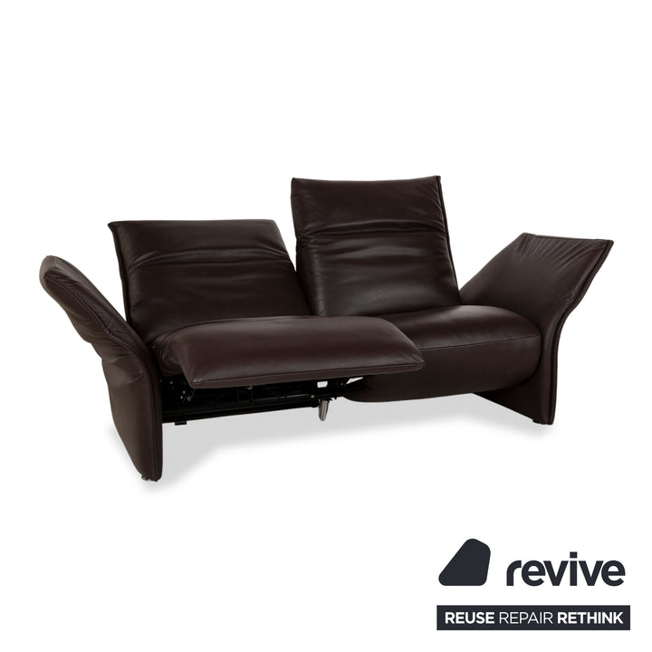 WK Wohnen 582 ELT Leather Two-Seater Brown Electric and Manual Function Sofa Couch