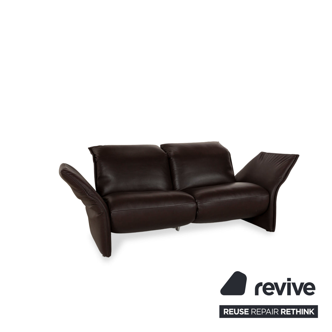 WK Wohnen 582 ELT Leather Two-Seater Brown Electric and Manual Function Sofa Couch