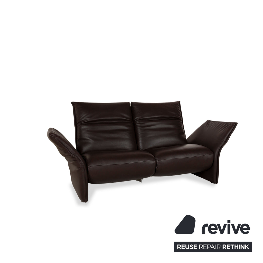 WK Wohnen 582 ELT Leather Two-Seater Brown Electric and Manual Function Sofa Couch