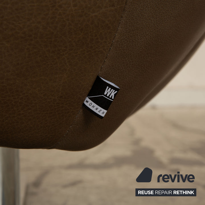 WK Wohnen 685 Minu Leather Armchair Brown Khaki Electric Function Battery Relaxation Function