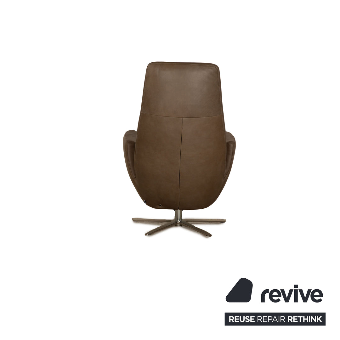 WK Wohnen 685 Minu Leather Armchair Brown Khaki Electric Function Battery Relaxation Function
