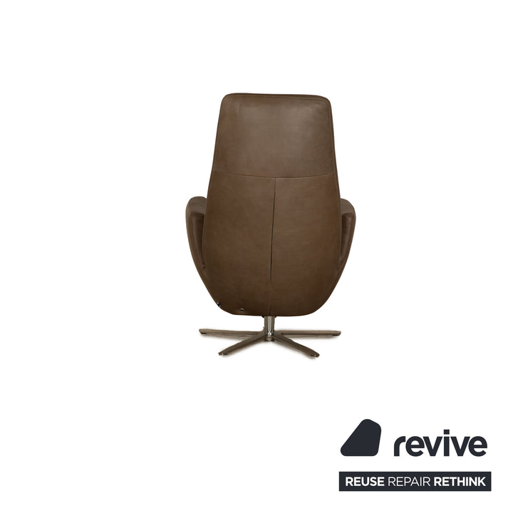 WK Wohnen 685 Minu Leather Armchair Brown Khaki Electric Function Battery Relaxation Function