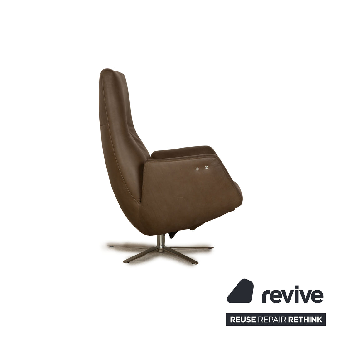WK Wohnen 685 Minu Leather Armchair Brown Khaki Electric Function Battery Relaxation Function