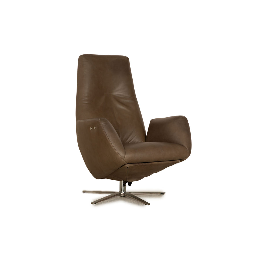 WK Wohnen 685 Minu Leather Armchair Brown Khaki Electric Function Battery Relaxation Function
