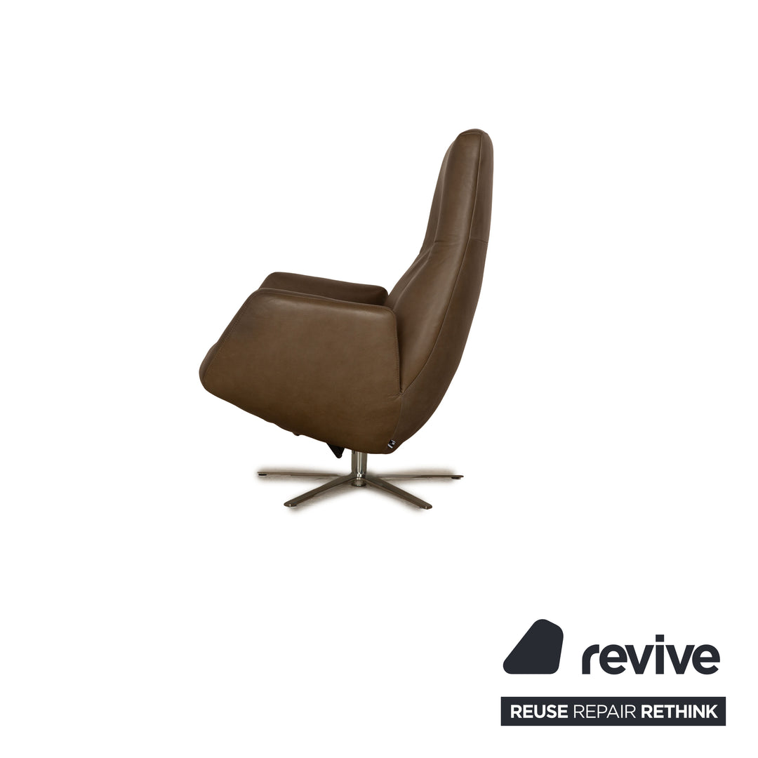 WK Wohnen 685 Minu Leather Armchair Brown Khaki Electric Function Battery Relaxation Function