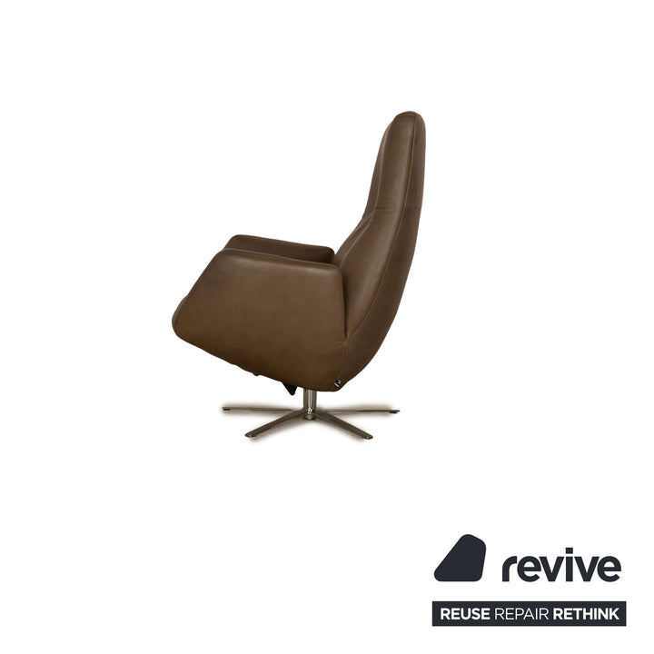 WK Wohnen 685 Minu Leather Armchair Brown Khaki Electric Function Battery Relaxation Function