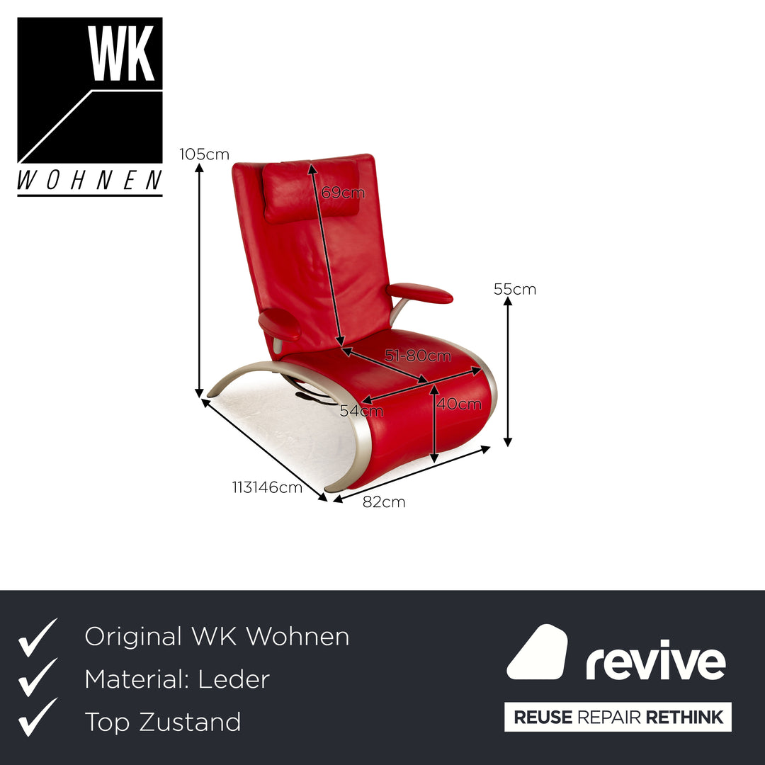 WK Wohnen Flex 679 Fauteuil en cuir Rouge fonction manuelle