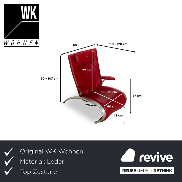 WK Wohnen Flex 679 Leder Sessel Rot manuelle Funktion