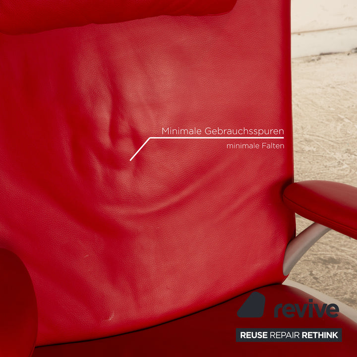 WK Wohnen Flex 679 leather armchair red manual function