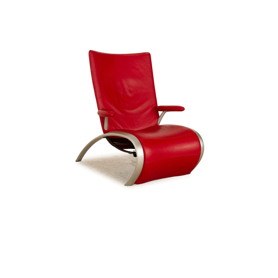 WK Wohnen Flex 679 leather armchair red manual function