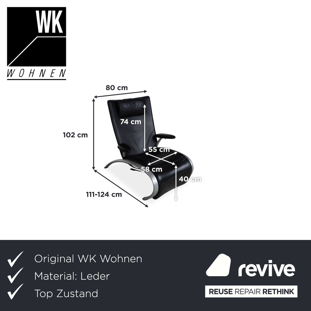 WK Wohnen Flex 679 Leder Sessel Schwarz Manuelle Funktion