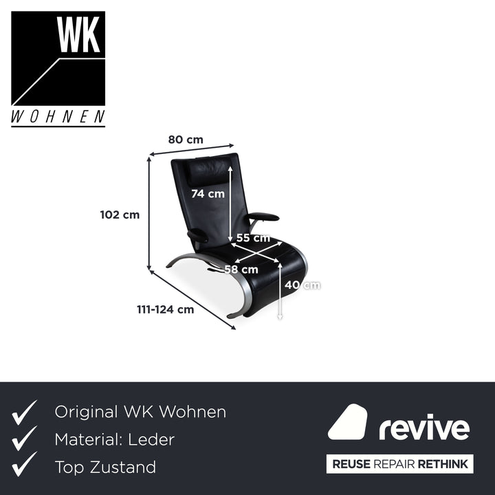 WK Wohnen Flex 679 Leder Sessel Schwarz Manuelle Funktion