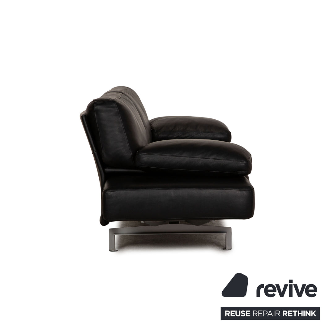 WK Wohnen Gaetano 687 Leder Sofa Schwarz Zweisitzer Couch Funktion Relaxfunktion