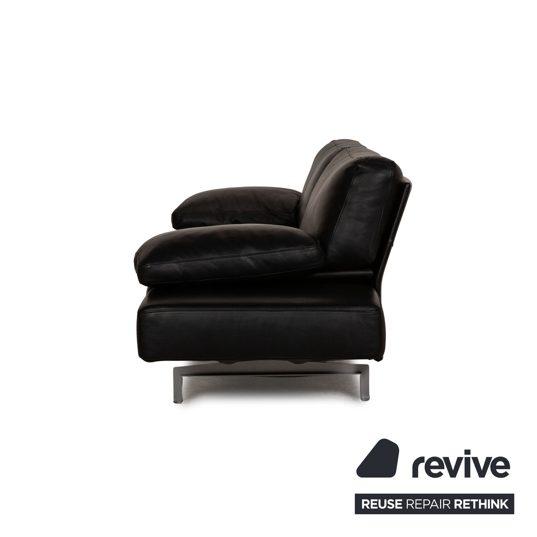 WK Wohnen Gaetano 687 Leder Sofa Schwarz Zweisitzer Couch Funktion Relaxfunktion
