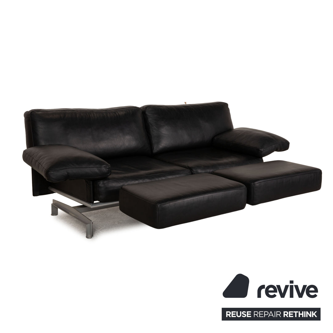 WK Wohnen Gaetano 687 Leder Sofa Schwarz Zweisitzer Couch Funktion Relaxfunktion
