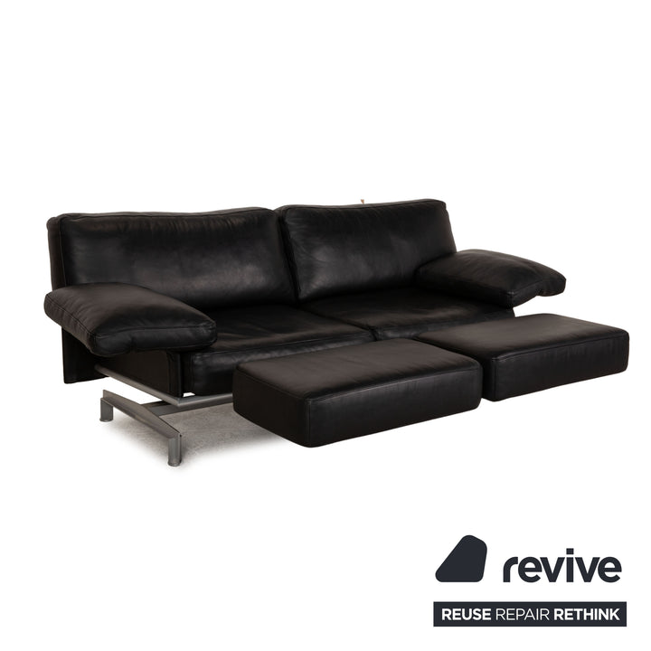 WK Wohnen Gaetano 687 Leder Sofa Schwarz Zweisitzer Couch Funktion Relaxfunktion