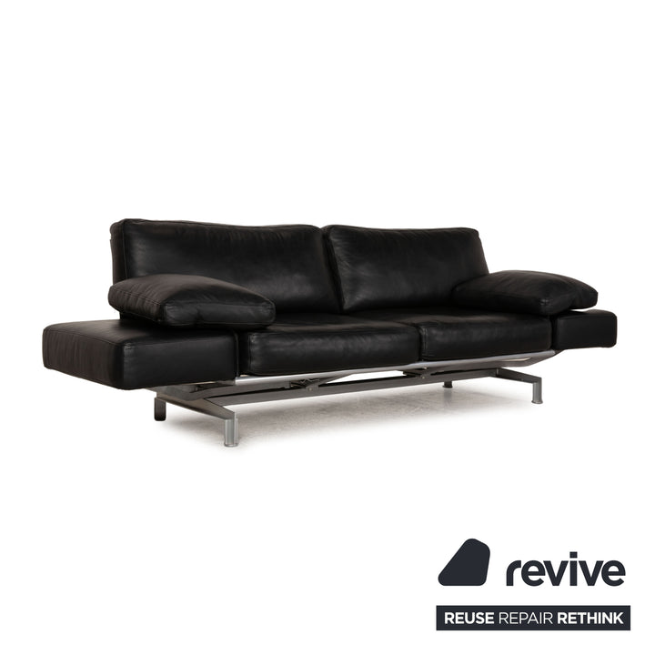 WK Wohnen Gaetano 687 leather sofa black two-seater couch function relax function