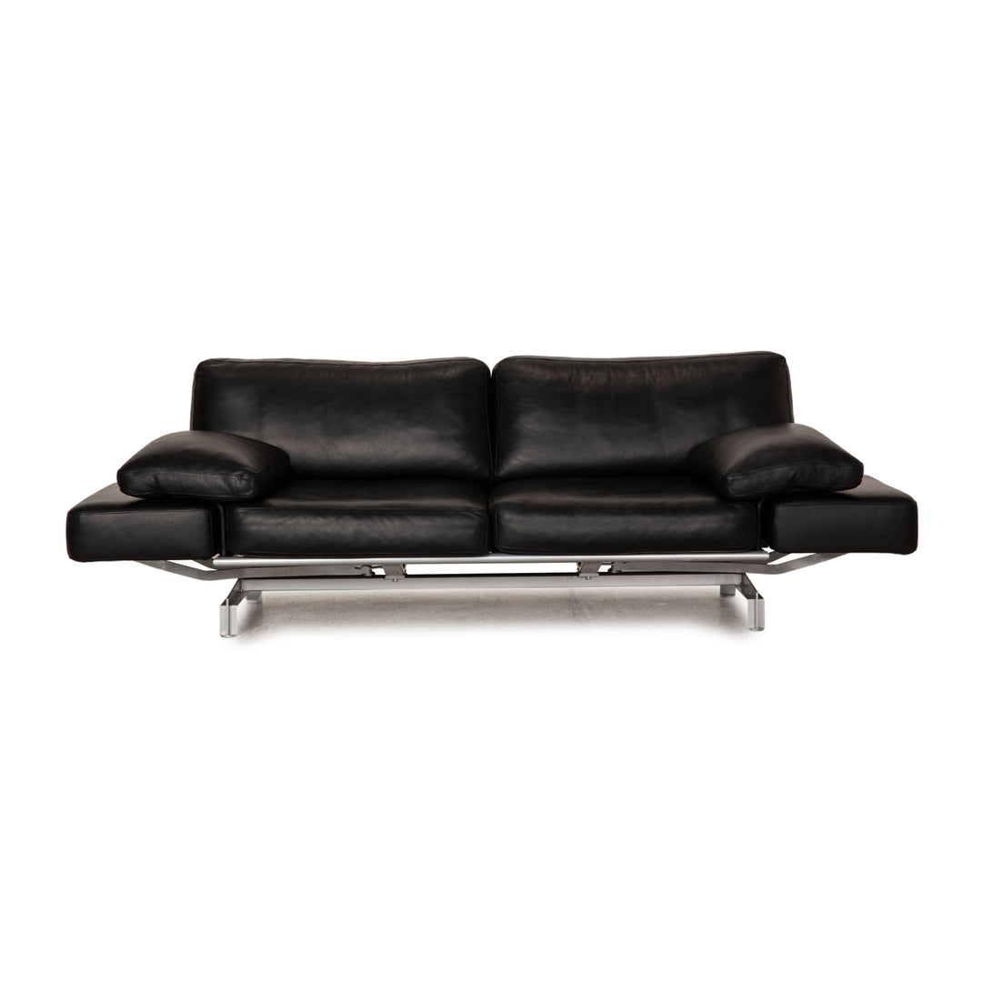 WK Wohnen Gaetano 687 Leder Sofa Schwarz Zweisitzer Couch Funktion Relaxfunktion
