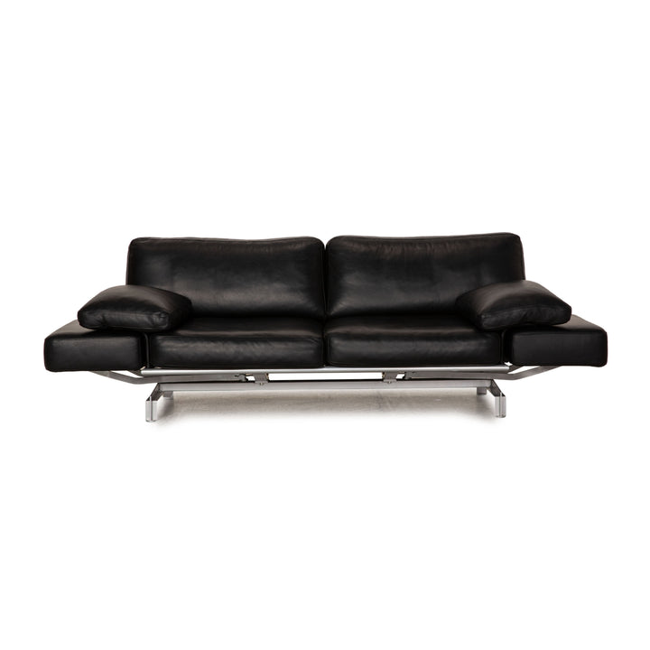 WK Wohnen Gaetano 687 Leder Sofa Schwarz Zweisitzer Couch Funktion Relaxfunktion
