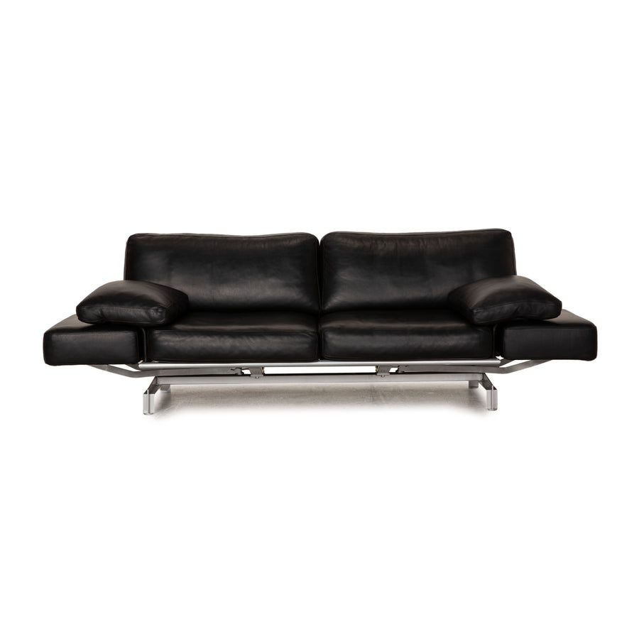 WK Wohnen Gaetano 687 Leder Sofa Schwarz Zweisitzer Couch Funktion Relaxfunktion