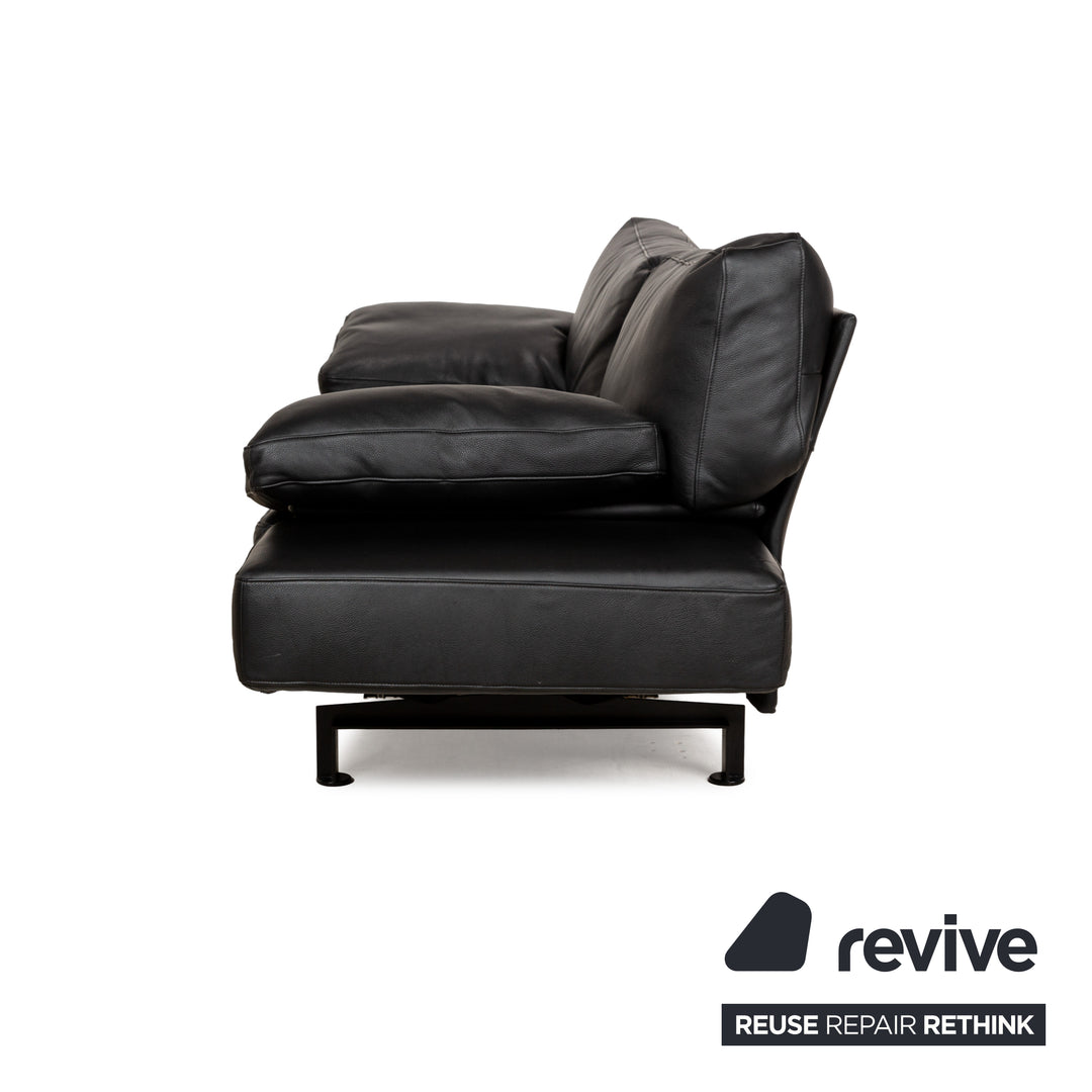 WK Wohnen Gaetano 687 Leder Zweisitzer Schwarz Sofa Couch manuelle Funktion Relaxfunktion