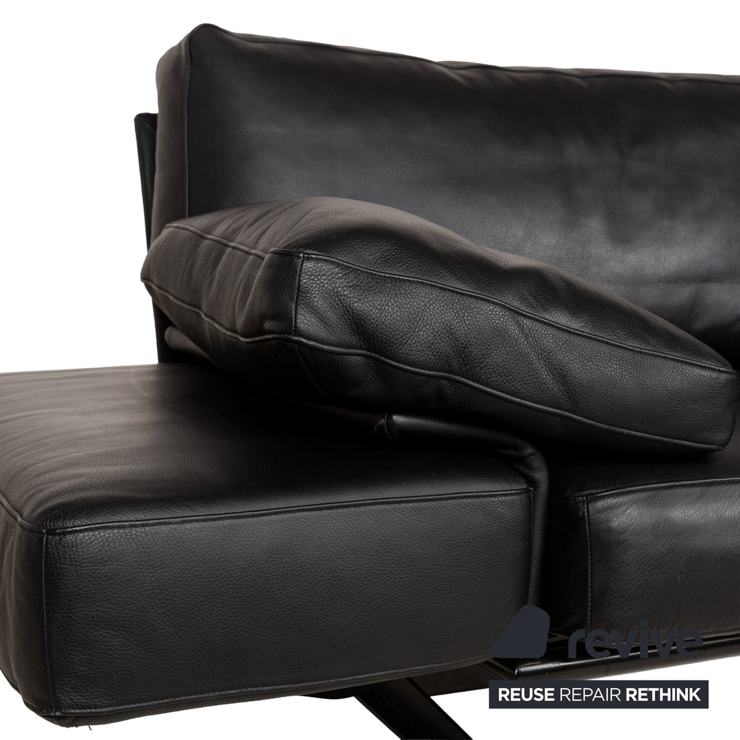 WK Wohnen Gaetano 687 Leder Zweisitzer Schwarz Sofa Couch manuelle Funktion Relaxfunktion