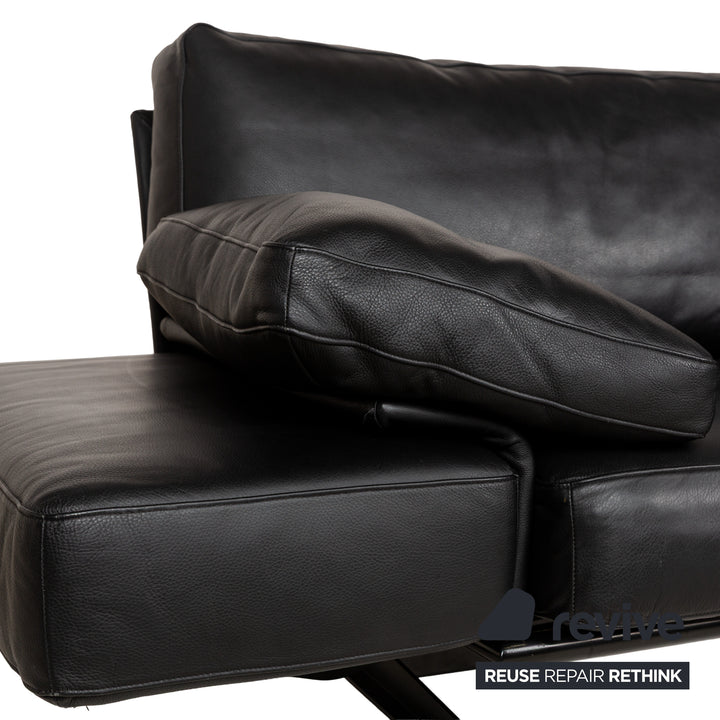 WK Wohnen Gaetano 687 Leder Zweisitzer Schwarz Sofa Couch manuelle Funktion Relaxfunktion