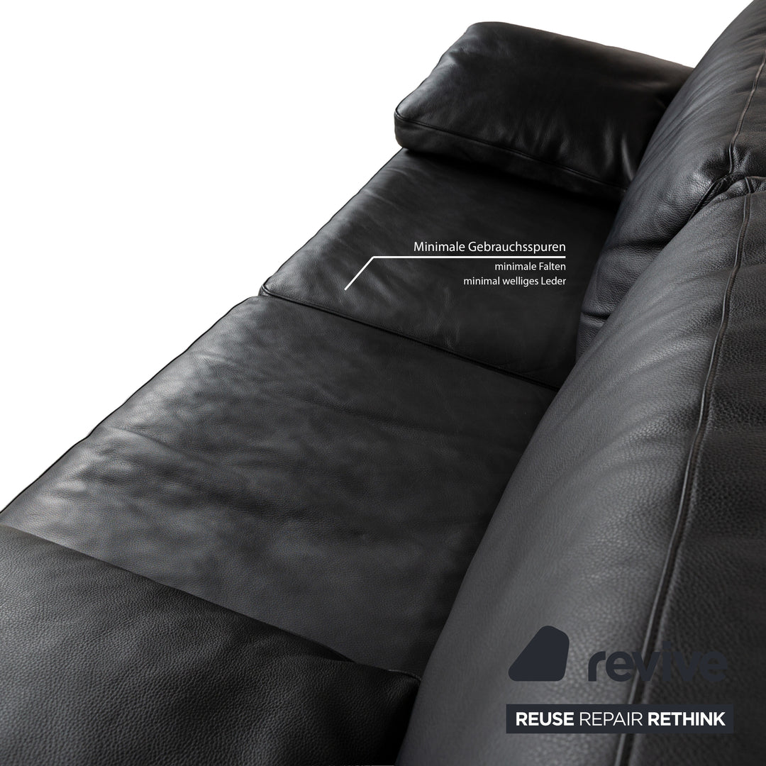 WK Wohnen Gaetano 687 Leder Zweisitzer Schwarz Sofa Couch manuelle Funktion Relaxfunktion