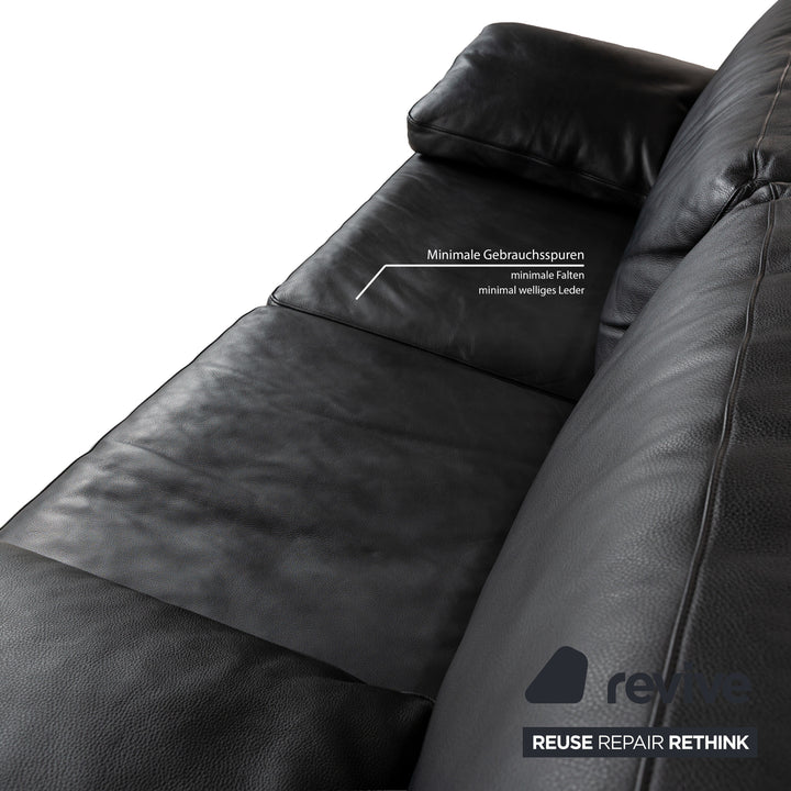 WK Wohnen Gaetano 687 Leder Zweisitzer Schwarz Sofa Couch manuelle Funktion Relaxfunktion